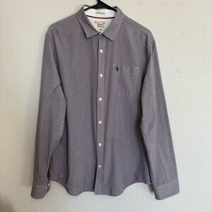 Original Penguin Men's L Blue/Red Plaid Slim Fit Long Sleeve Button-Up Shirt